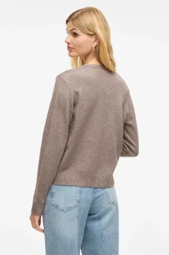 Vila Cárdigan largo de punto con viscosa Beige Sale