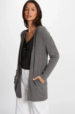 Morgan Cárdigan largo punto aterciopelado Gris