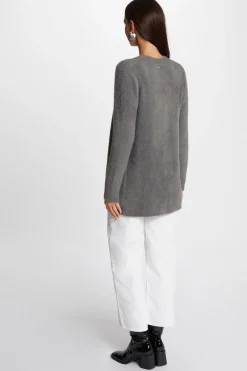 Morgan Cárdigan largo punto aterciopelado Gris