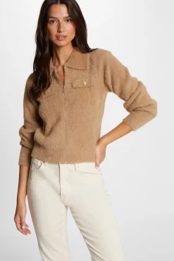 Morgan Cárdigan manga larga cuello de solapa Beige Discount