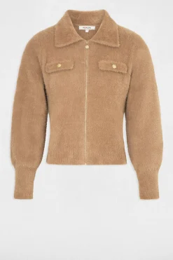 Morgan Cárdigan manga larga cuello de solapa Beige Discount