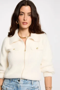 Morgan Cárdigan manga larga cuello de solapa Marfil New