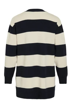 Vila Cárdigan midi de rayas con viscosa Azul marino