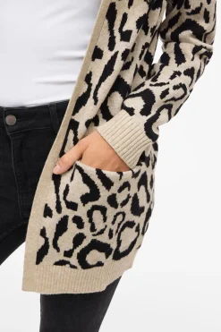 Vila Cárdigan midi estampado de viscosa Marr&oacute;n Best