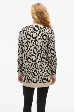 Vila Cárdigan midi estampado de viscosa Marr&oacute;n Best