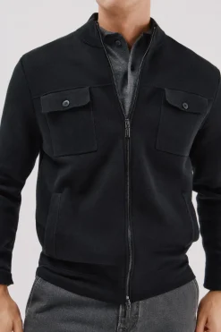 Cortefiel Cárdigan navidad punto algodón cierre cremallera Negro Sale