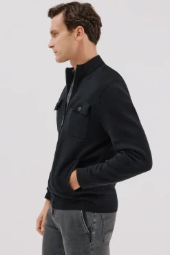 Cortefiel Cárdigan navidad punto algodón cierre cremallera Negro Sale