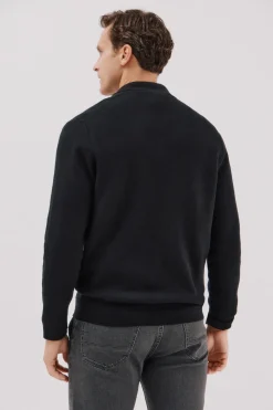 Cortefiel Cárdigan navidad punto algodón cierre cremallera Negro Sale