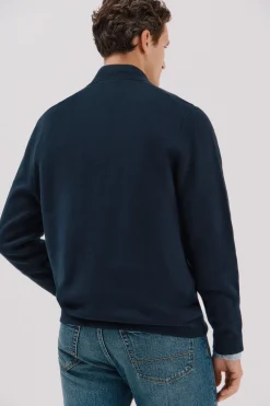 Cortefiel Cárdigan navidad punto algodón cierre cremallera Azul marino Hot