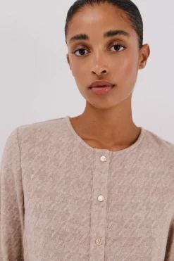 Cortefiel Cárdigan pata de gallo Marfil Sale