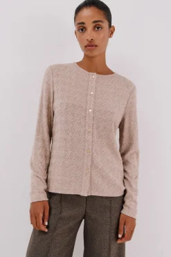 Cortefiel Cárdigan pata de gallo Marfil Sale