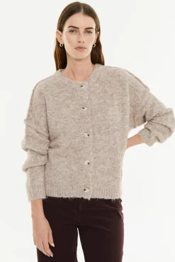 System Action Cárdigan pelo botones marfil Clearance