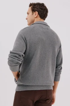 Cortefiel Cárdigan punto algodón cierre cremallera Gris Sale