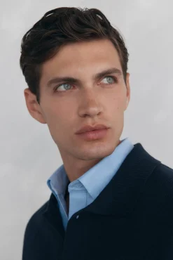 Pedro del Hierro Cárdigan punto algodón cuello polo botones Azul Outlet