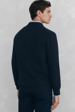 Pedro del Hierro Cárdigan punto algodón cuello polo botones Azul Outlet