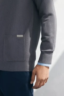 Pedro del Hierro Cárdigan punto algodón cuello polo botones Gris Discount