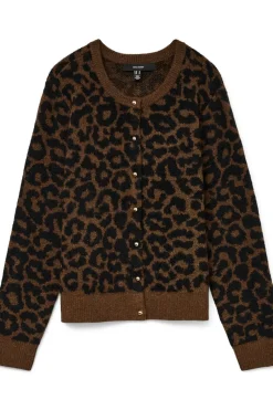 Vero Moda Curve Cárdigan punto animal print talla grande Marr&oacute;n oscuro Discount