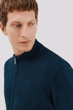 Cortefiel Cárdigan punto fino algodón cremallera Azul marino Discount