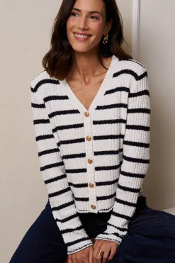 Polín Et Moi Cárdigan rayas Amelia Estampado blanco Best