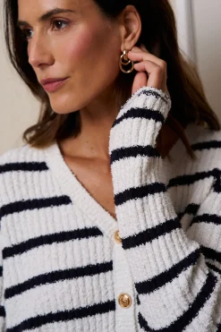 Polín Et Moi Cárdigan rayas Amelia Estampado blanco Best
