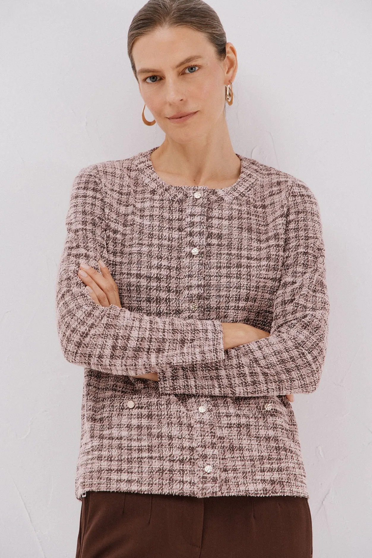 Cortefiel Cárdigan tweed Rosa New