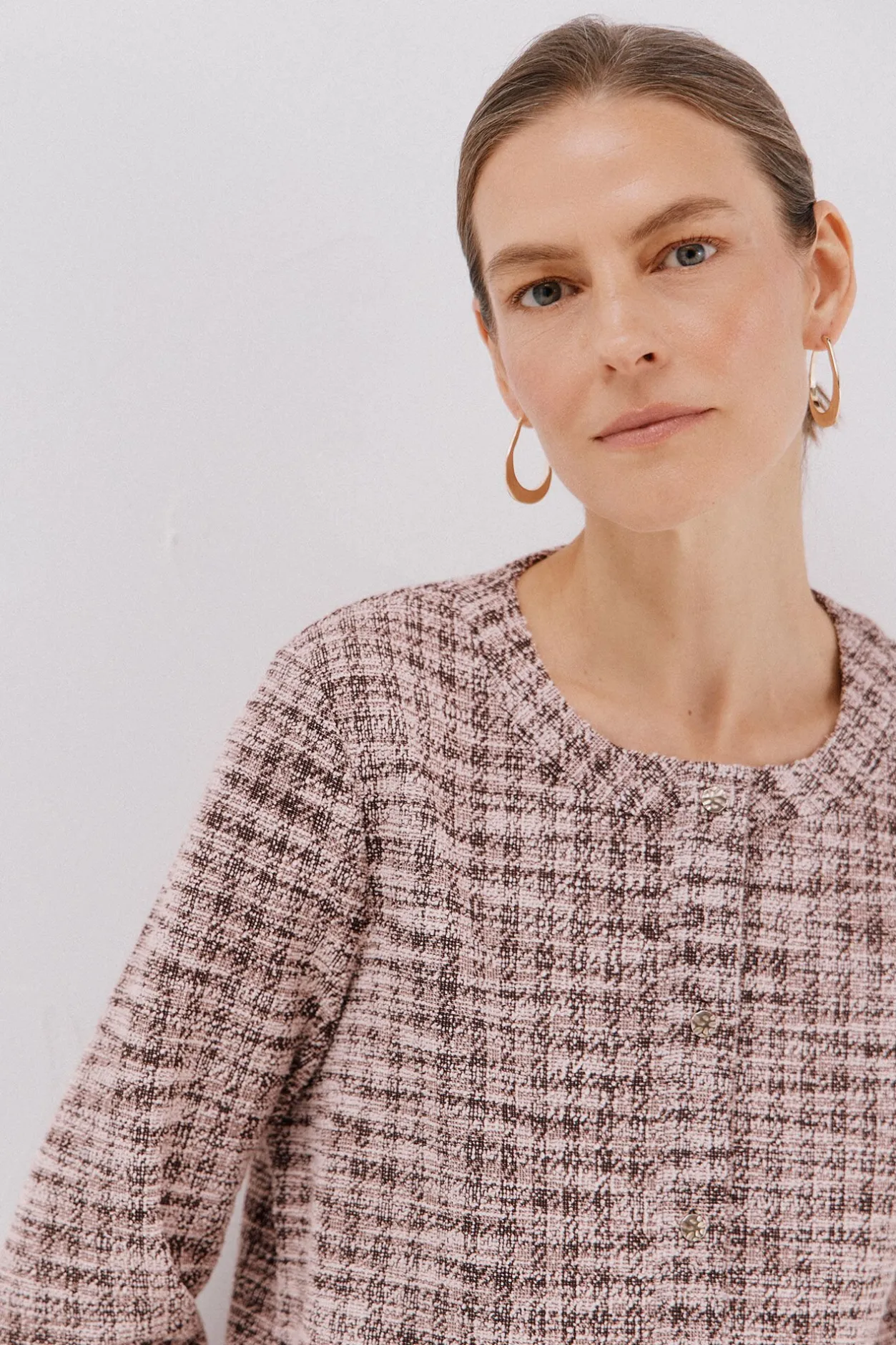 Cortefiel Cárdigan tweed Rosa New