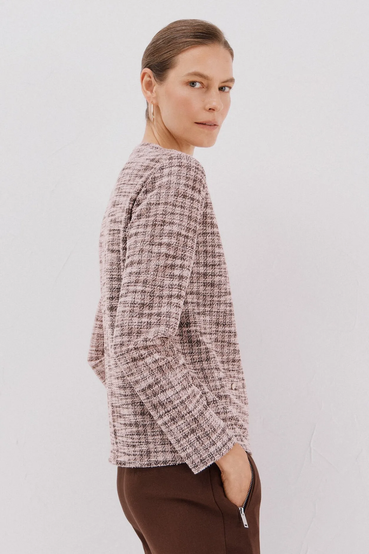 Cortefiel Cárdigan tweed Rosa New