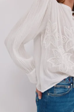 Hoss Intropia Cósima. Blusa bordados florales Blanco Clearance