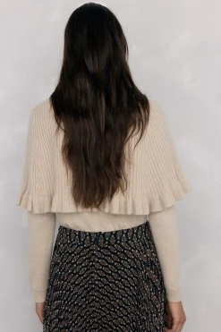 Pedro del Hierro Doble prenda jersey y capa con detalle volante Crudo Discount