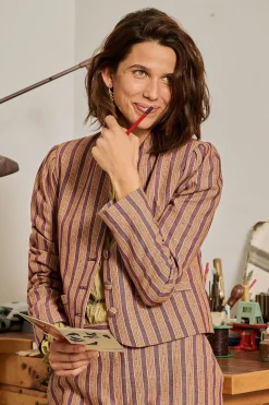 Hoss Intropia Edena. Chaqueta a rayas Estampado morado New