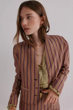 Hoss Intropia Edena. Chaqueta a rayas Estampado morado New