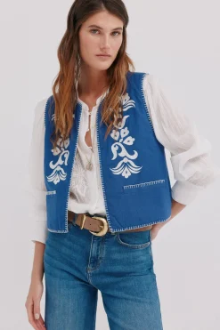 Hoss Intropia Emma. Chaleco boho Azul marino Hot