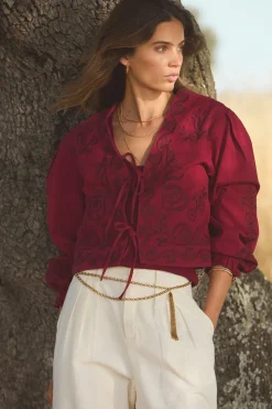 Hoss Intropia Eva. Chaqueta bordada Vino Discount