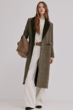 Hoss Intropia Fabrizia. Levita a cuadros Kaki Best