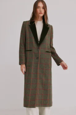 Hoss Intropia Fabrizia. Levita a cuadros Kaki Best