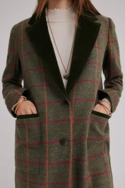 Hoss Intropia Fabrizia. Levita a cuadros Kaki Best