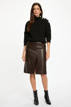 Morgan Falda ajustada cuero sintético Marr&oacute;n oscuro Best