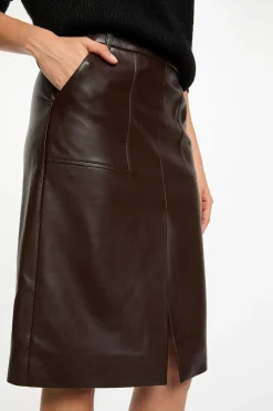 Morgan Falda ajustada cuero sintético Marr&oacute;n oscuro Best