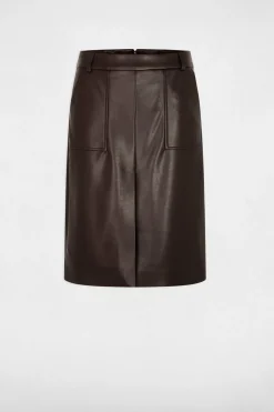 Morgan Falda ajustada cuero sintético Marr&oacute;n oscuro Best