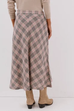 Cortefiel Falda capa cuadros Estampado marr&oacute;n Clearance