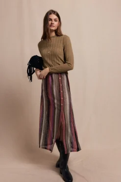 Slowlove Falda capa de punto rayas Estampado rojo Discount