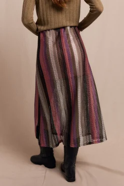 Slowlove Falda capa de punto rayas Estampado rojo Discount