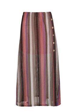 Slowlove Falda capa de punto rayas Estampado rojo Discount