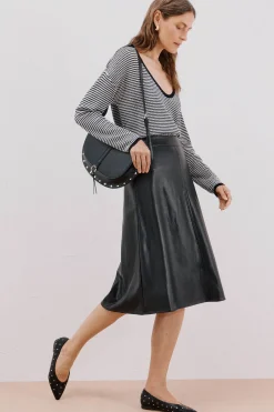 Cortefiel Falda capa polipiel Negro New