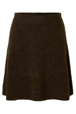 Selected Falda corta alpaca y lana Marr&oacute;n oscuro Outlet