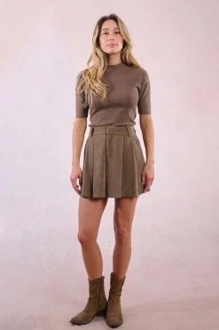 Molly Bracken Falda corta con pliegues Kaki Hot