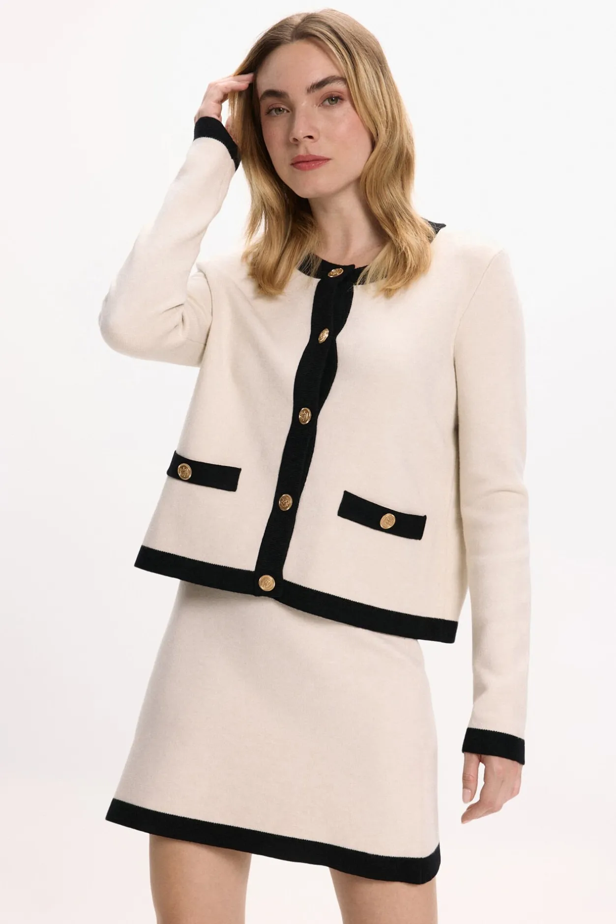 Vila Falda corta de punto con viscosa Blanco Sale