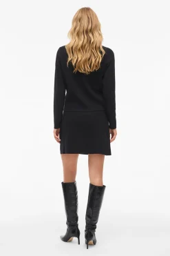 Vila Falda corta de punto con viscosa Negro Outlet