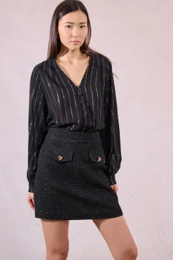 Molly Bracken Falda corta detalle corazones Negro Clearance