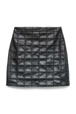 Vero Moda Falda corta efecto piel Negro Online